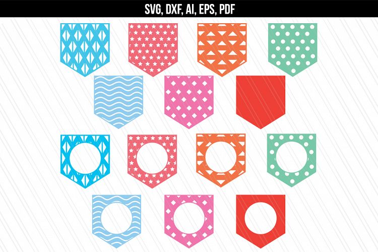 Patterned Pockets Monogram SVG,DXF,PDF,AI,EPS
