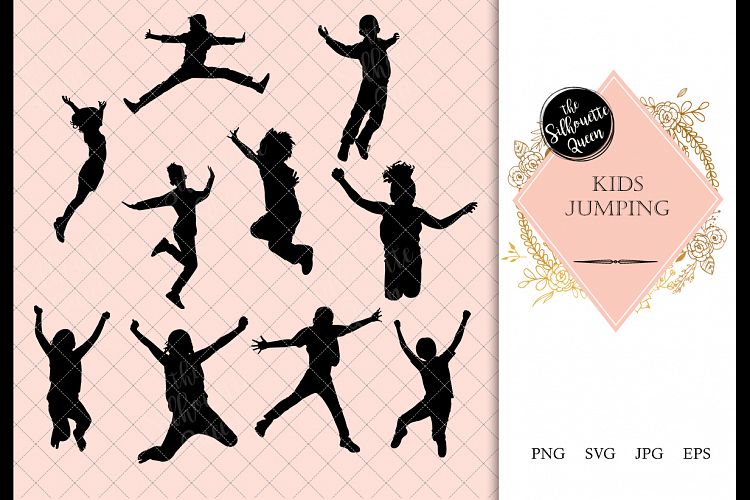 Kids Jumping Silhouette, Kids Jumping Clipart, SVG, cut file