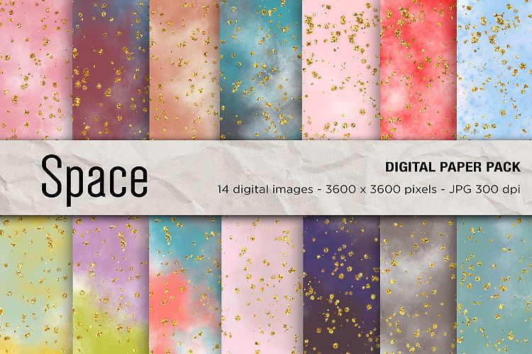 Space Digital Paper, Glitter Digital Paper, Glitter Art