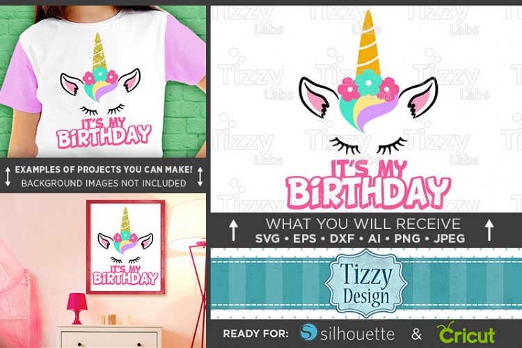Its My Birthday Unicorn Glitter Shirt Design SVG File - 1059