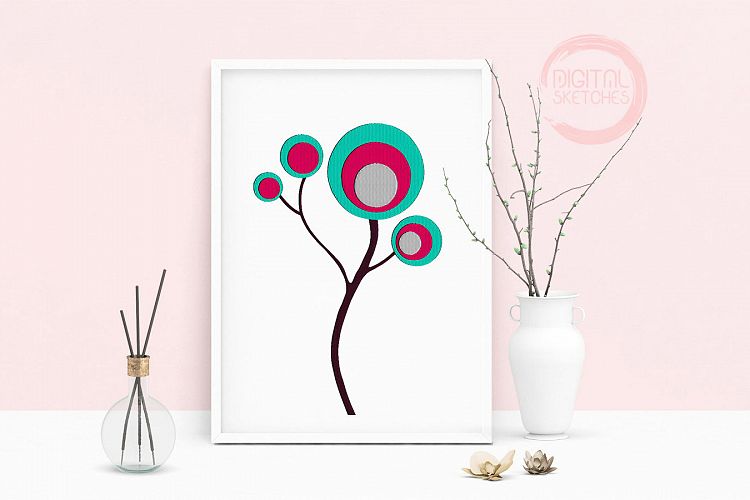 Machine Embroidery Design Tree Polka Dots Wall Art