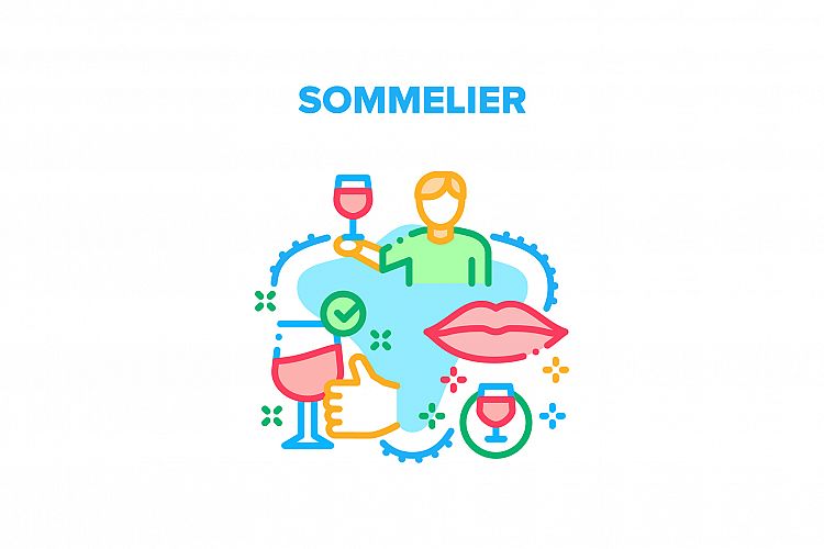 Sommelier Job Vector Concept Color Illustration example image 1