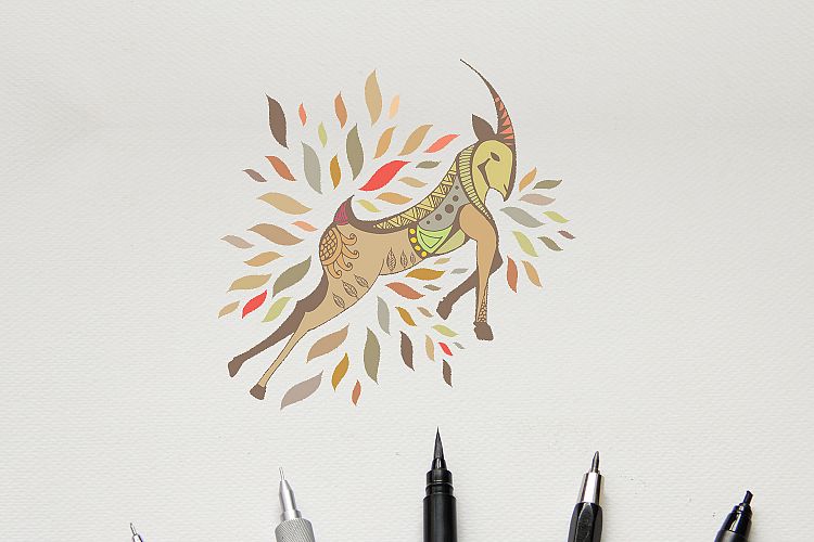 Boho | Bohemian Hand Drawn Ibex | SVG | PNG | EPS