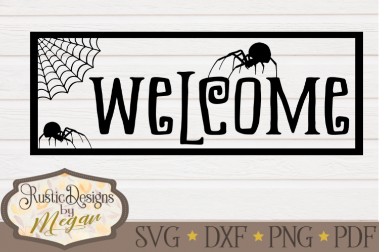 Welcome svg, Halloween svg, wood sign svg, spider svg, dxf