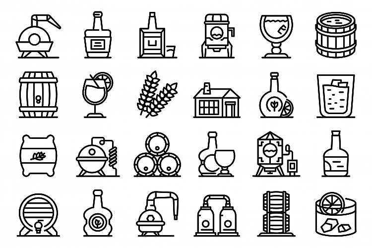 Bourbon icons set, outline style example image 1