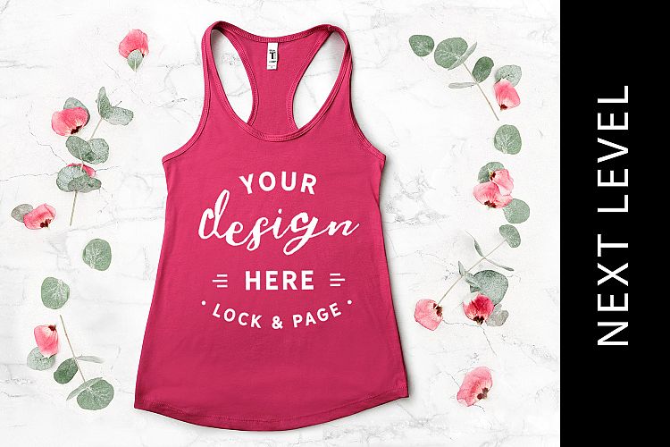 Raspberry Next Level 1533 Floral Roses Marble Tank Mockup
