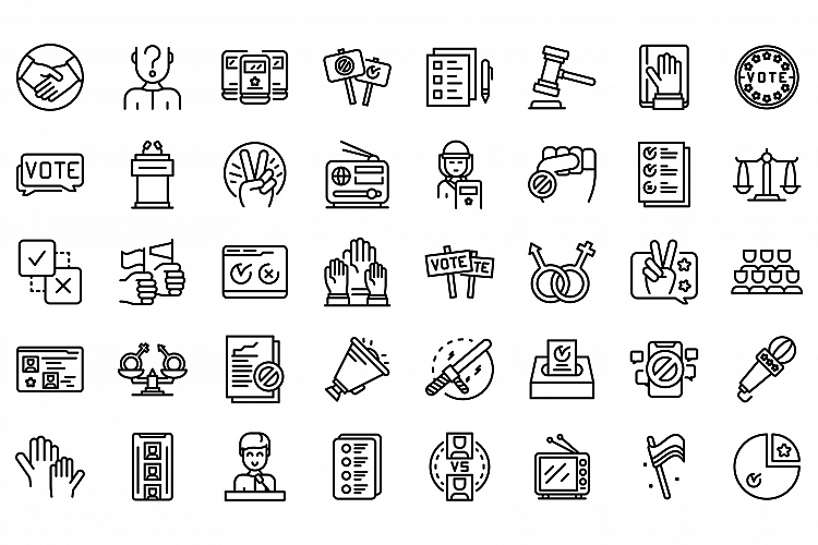 Democracy icons set, outline style example image 1