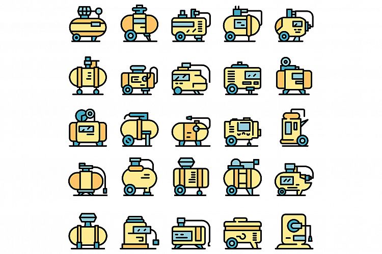 Compressor icons set vector flat example image 1