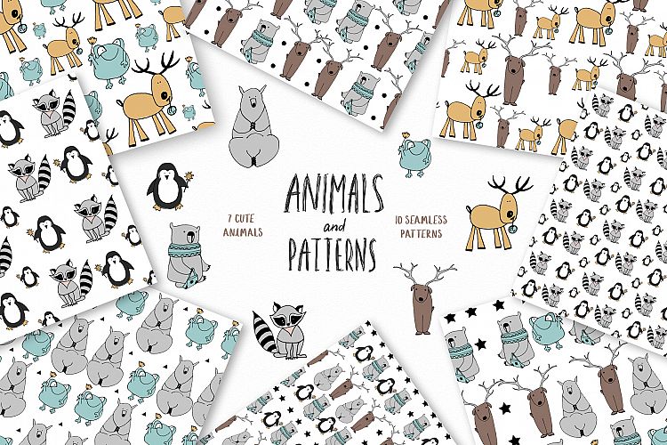Animals   patterns for baby nursery Cute baby illustrations