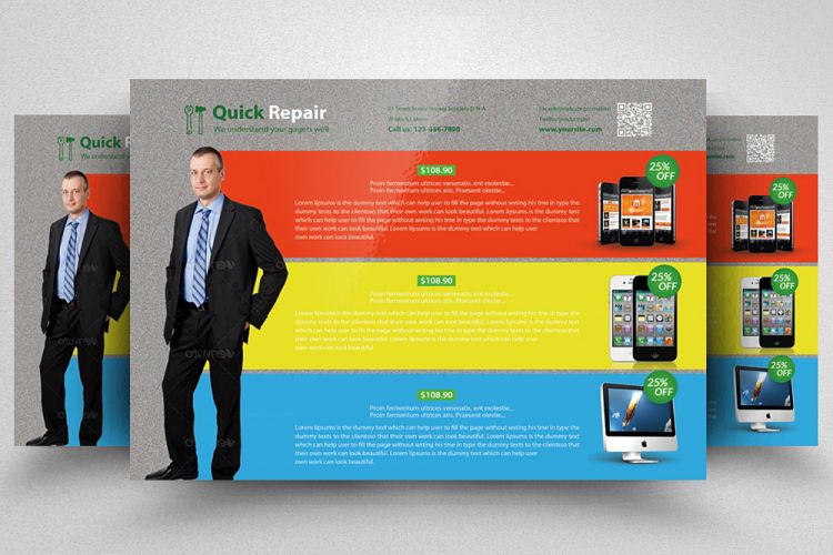 Horizontal Computer   Mobile Repair Flyer
