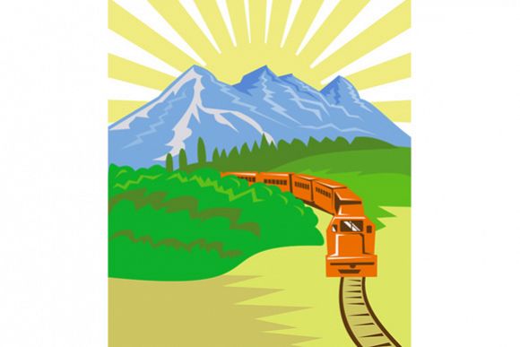 Diesel Train Locomotive Retro example image 1