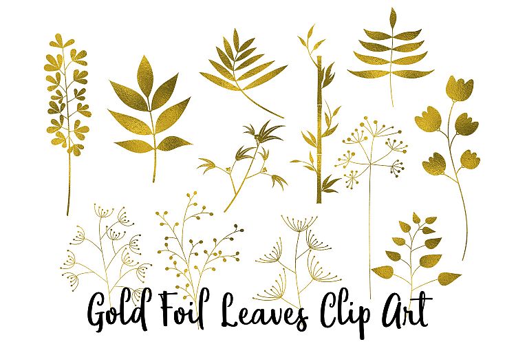 Gold Foil Leaves Clip Art