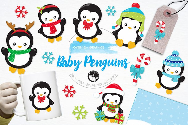 Baby Penguins graphics and illustrations