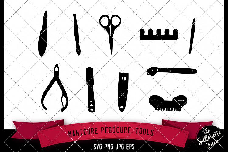 Manicure Pedicure Tools Silhouette, SVG, cricut, Clipart, Ve