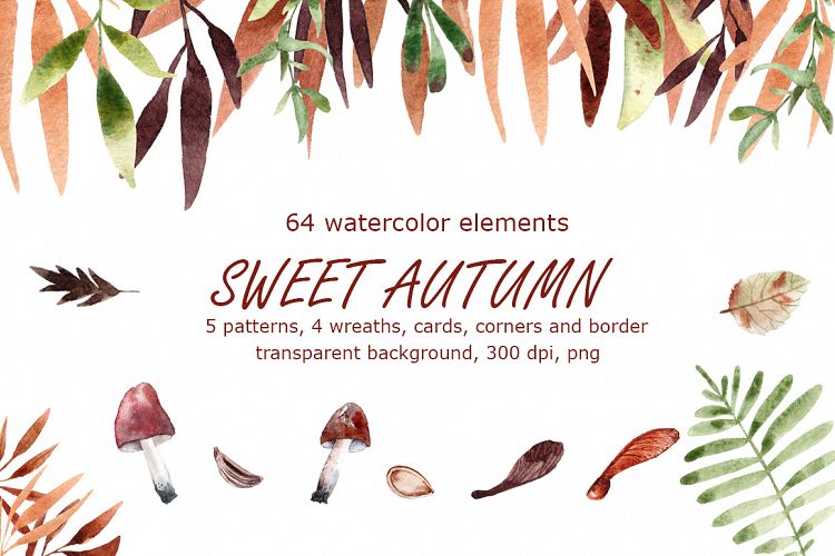 Sweet Autumn - Watercolor Clip Art Set