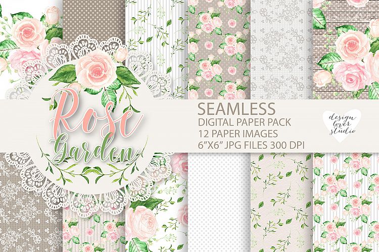 Watercolor Roses flowers digital paper