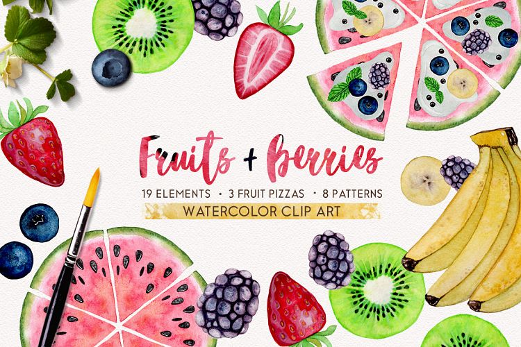 FRUITS + BERRIES watercolor set