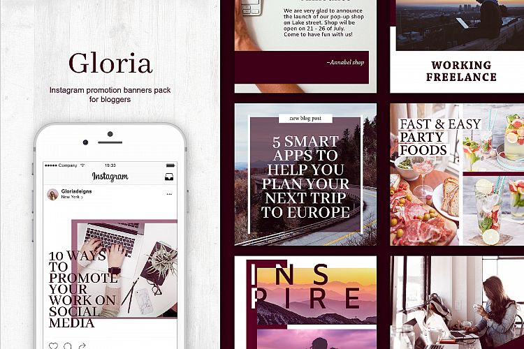 Gloria | Instagram templates pack
