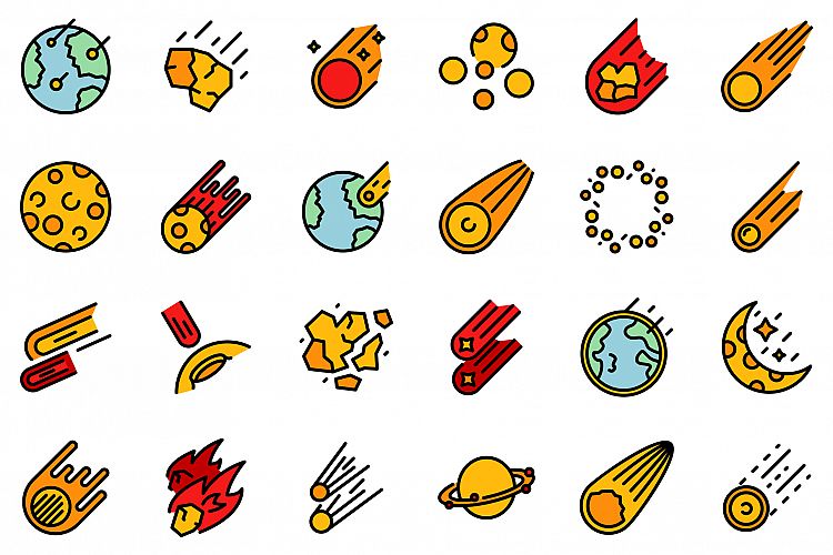 Asteroid icons set vector flat example image 1