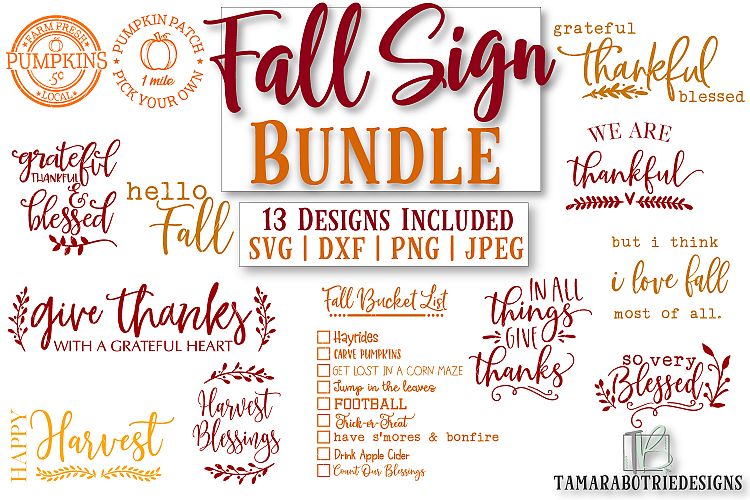 Fall Sign SVG Bundle, Autumn SVG, Fall Cut Files