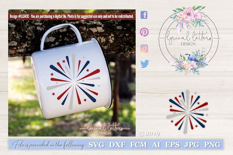 Fireworks July 4th Patriotic USA SVG DXF LL043C example image 1