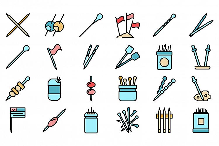 Toothpick icons set vector flat example image 1