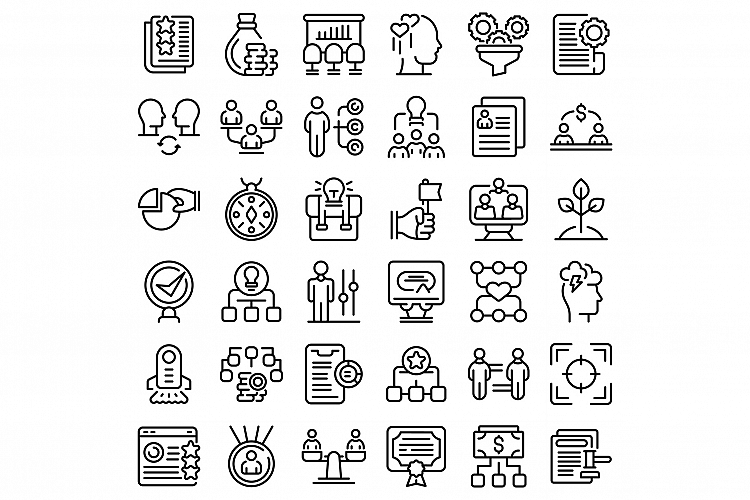 Contribute work icons set, outline style example image 1