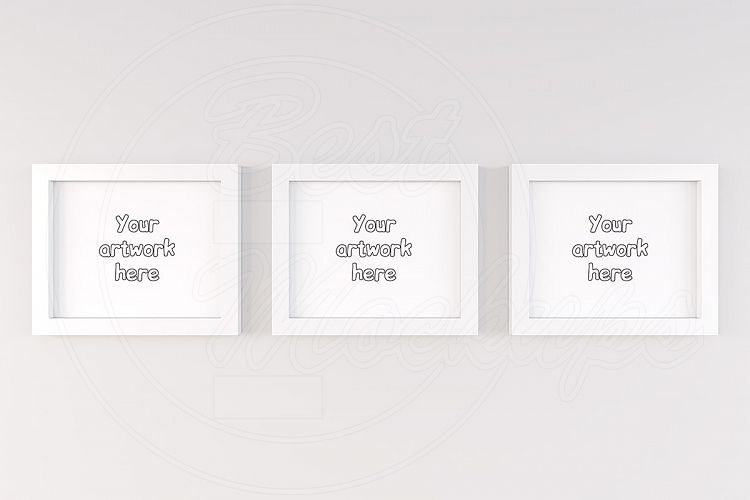 3 minimal white frame room mock ups
