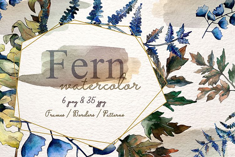 Brake plants PNG watercolor set