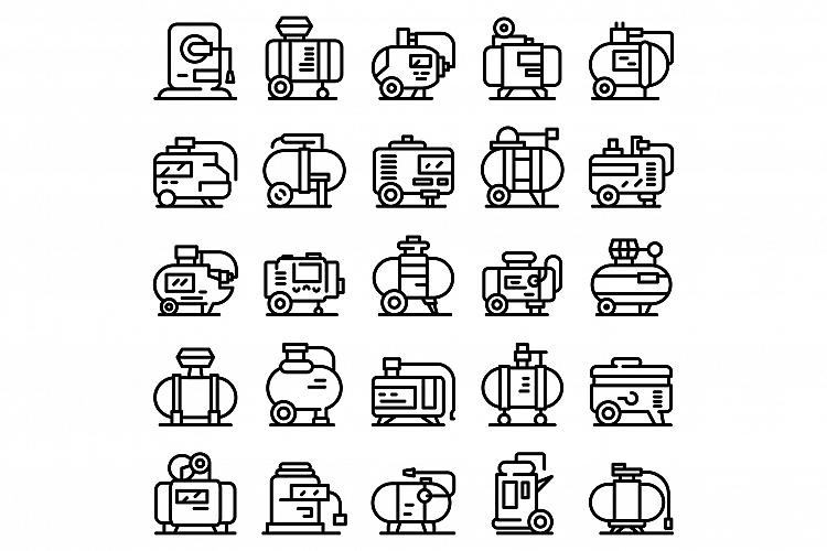 Compressor icons set, outline style example image 1