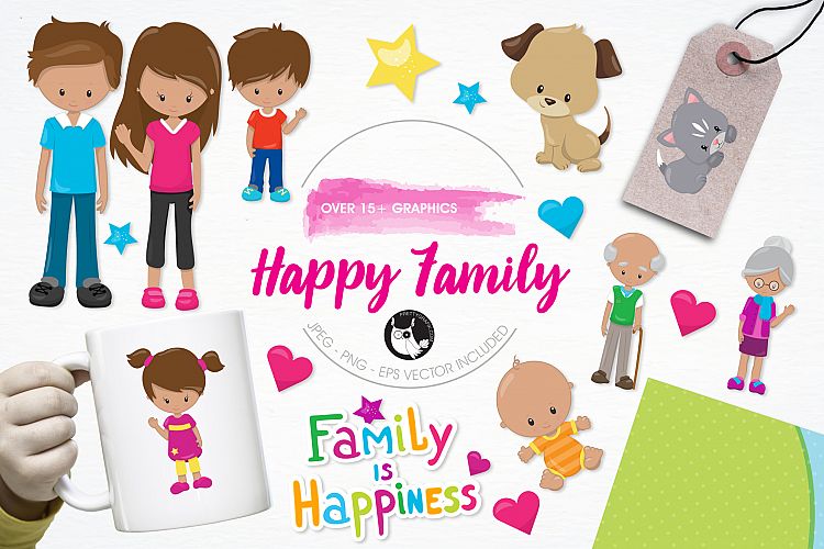 Happy Family  graphics and illustrations