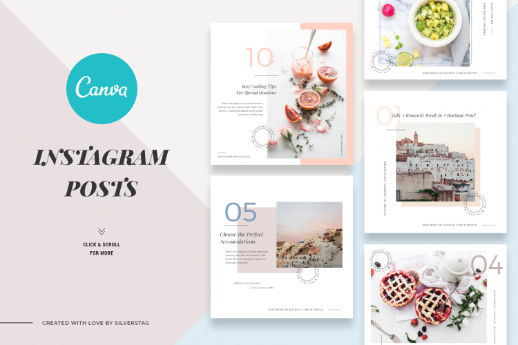 CANVA Food & Travel Instagram Posts - Canva Insta Templates