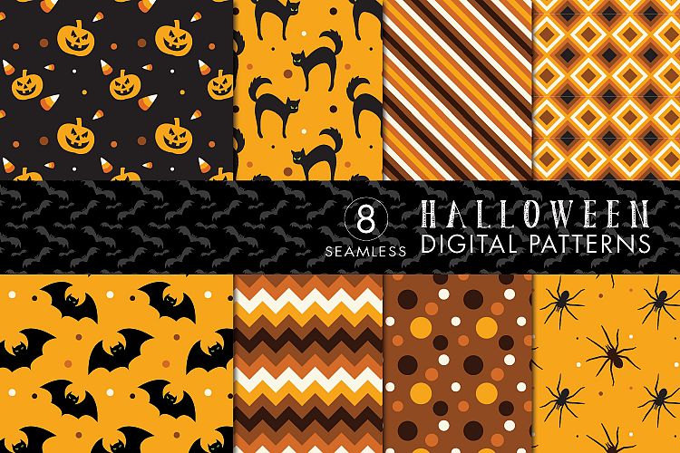 8 Seamless Halloween Patterns - Set 3