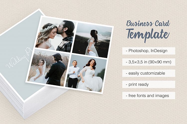 Square Polaroid Wedding Photographer Business Card