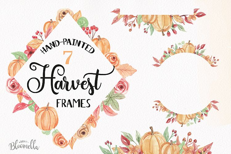 Pumpkin Harvest Festival Frames Watercolor Clipart Border Autumn Fall