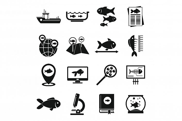 Ichthyology icons set, simple style example image 1