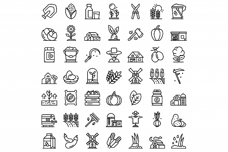 Eco farming icons set, outline style example image 1