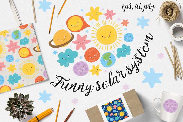 Funny solar system. (eps, ai, png)