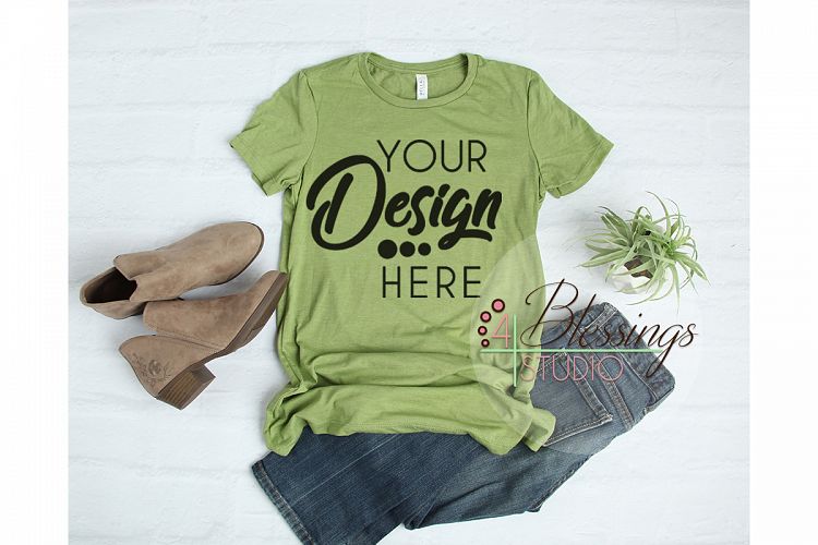Bella Canvas Mockup 6004 Women TShirt Mockup Heather Green