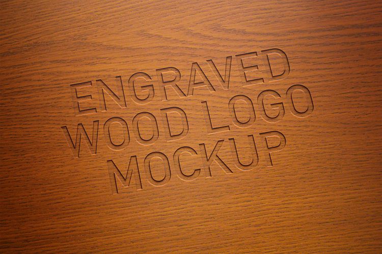 Engraved Wood Logo Mockup