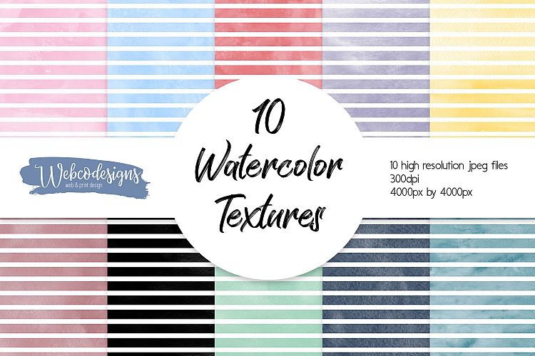10 Horizontal Striped Watercolor Backgrounds