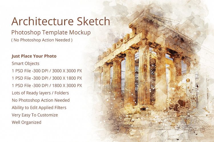 Architecture Sketch Photoshop Mock-ups