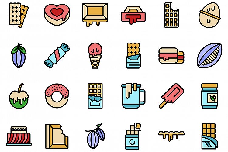 Chocolate icons set vector flat