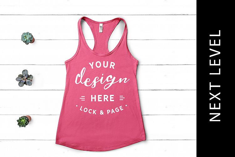 Hot Pink Next Level Mockup 1533 Tank Top Flat Lay Feminine