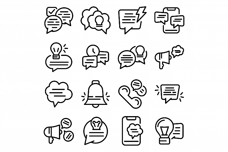 Tips icons set, outline style example image 1