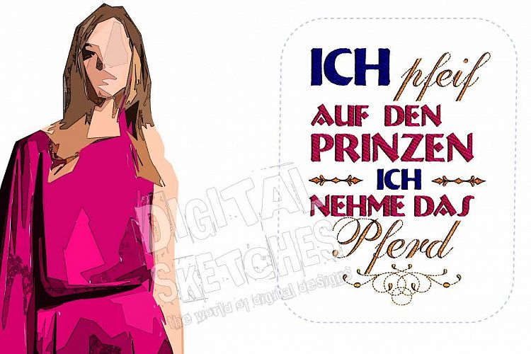 Princess Saying Prinzessin German Crown Machine Embroidery