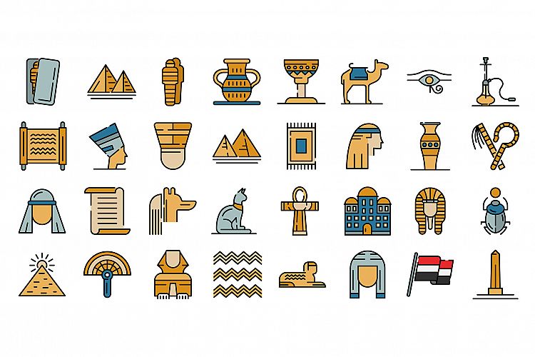 Egypt icons vector flat example image 1