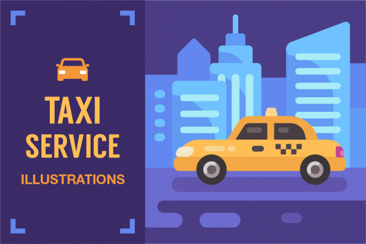 Taxi service illustration set