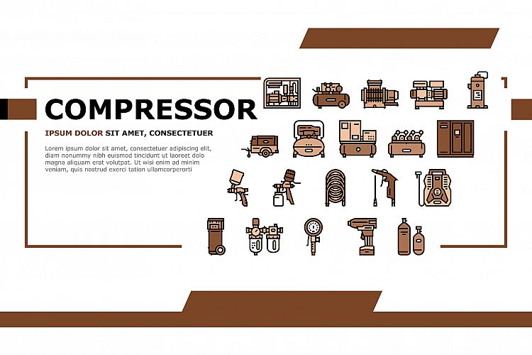 Air Compressor Tool Landing Header Vector example image 1