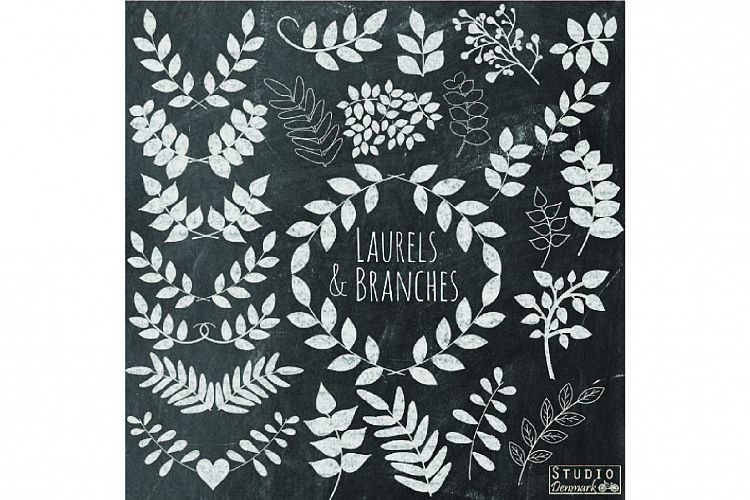 Chalk Laurels and Branches - Chalk Clipart